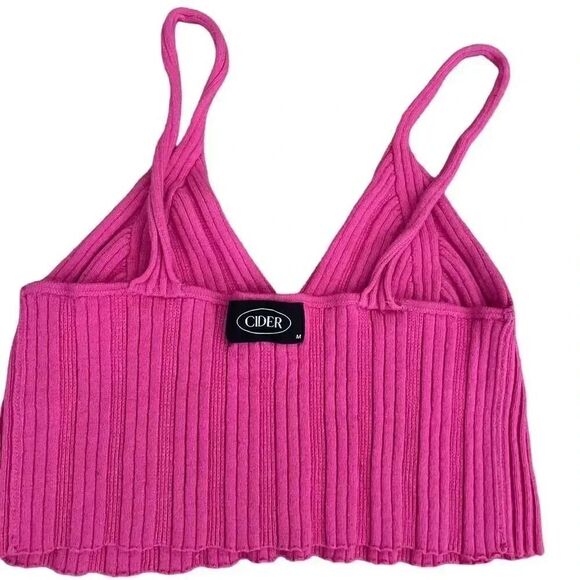 Cider Knit Jersey Women’s Pink & Orange Ribbed V-Neck Cropped Gypsy SZ S # 1117 - Picture 4 of 12